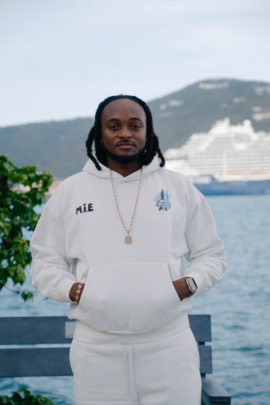 Block The Noise Hoodie - White & Charcoal