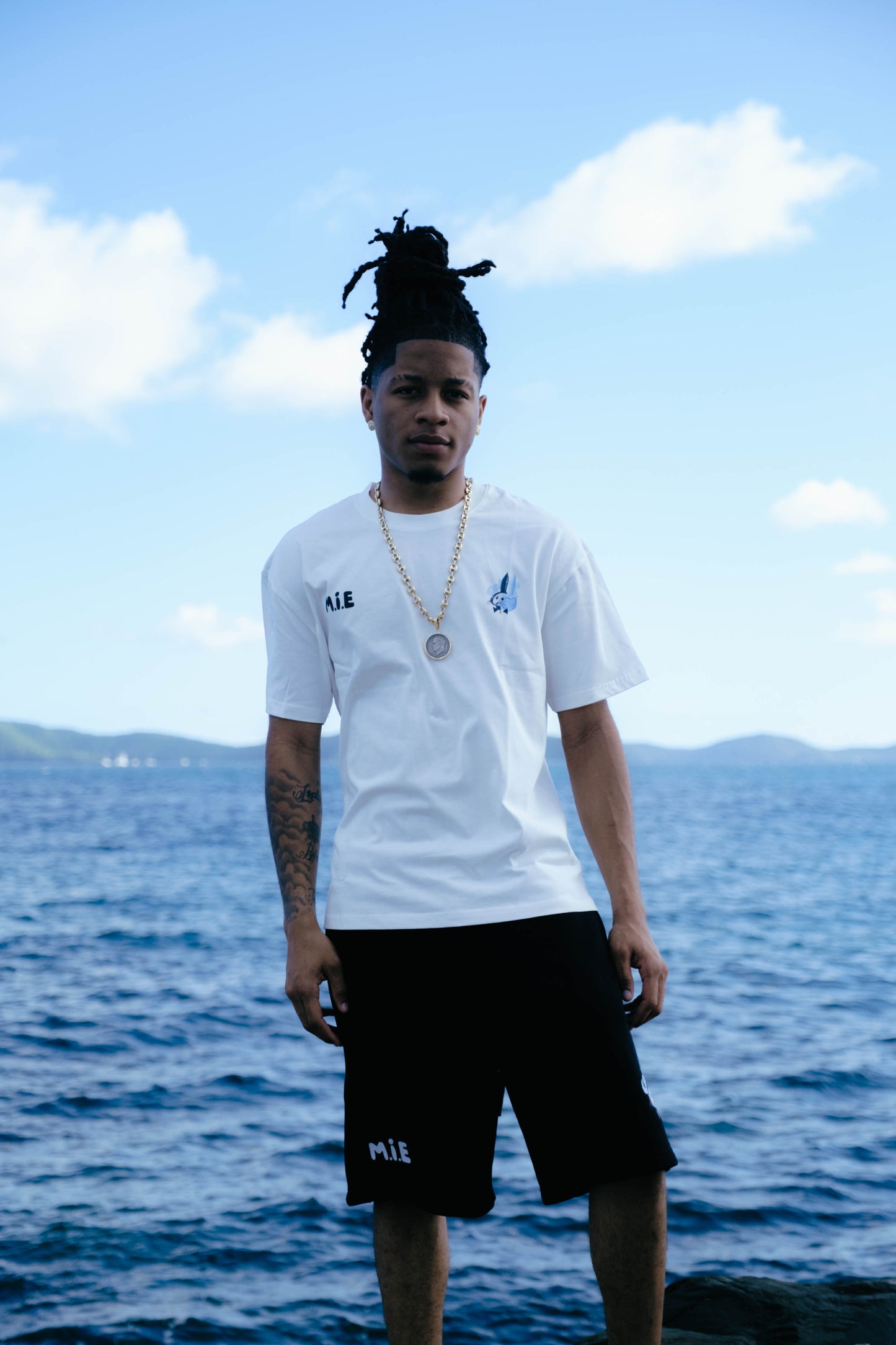 Block The Noise Tee - White & Charcoal