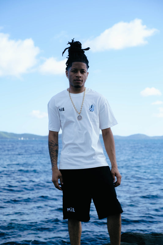 Block The Noise Tee - White & Charcoal