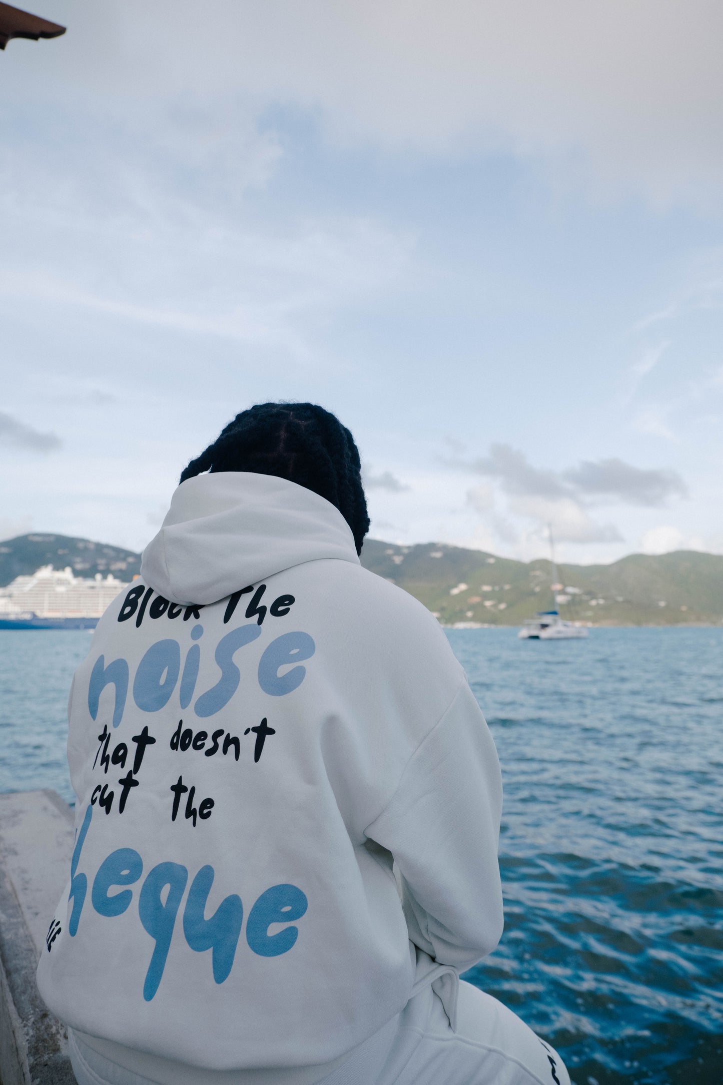 Block The Noise Hoodie - White & Charcoal