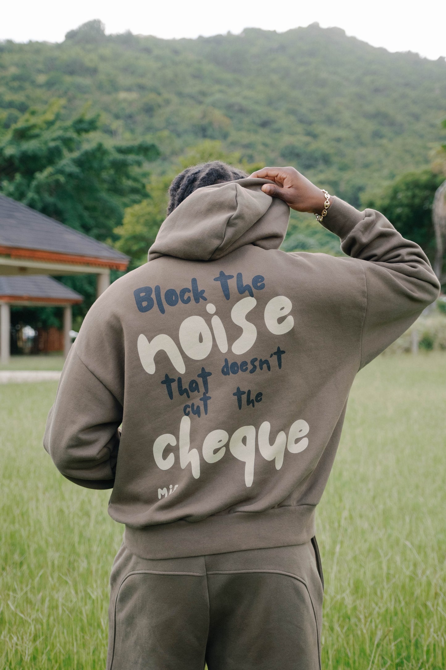 Block The Noise Hoodie - Olive Green